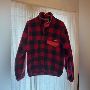 Patagonia Men's Synchilla Red and Black Checkered Sweater